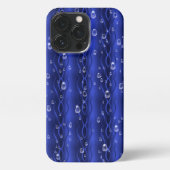 Raindrops op blauw metaal iPhone hoesje (Achterkant)