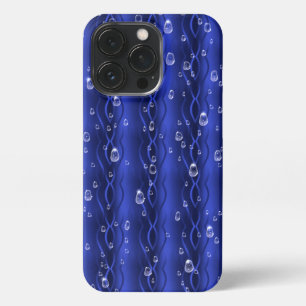 Raindrops op blauw metaal iPhone 13 pro hoesje