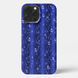 Raindrops op blauw metaal iPhone 13 pro max hoesje
