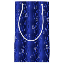 Raindrops op blauw metaal klein cadeauzakje