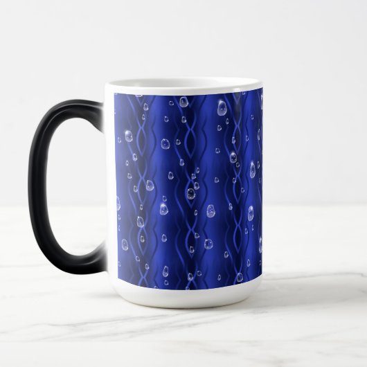 Raindrops op blauw metaal magische mok (Links)