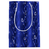 Raindrops op blauw metaal medium cadeauzakje (Voorkant)