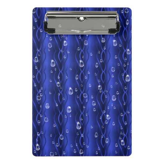 Raindrops op blauw metaal mini klembord (Voorkant)