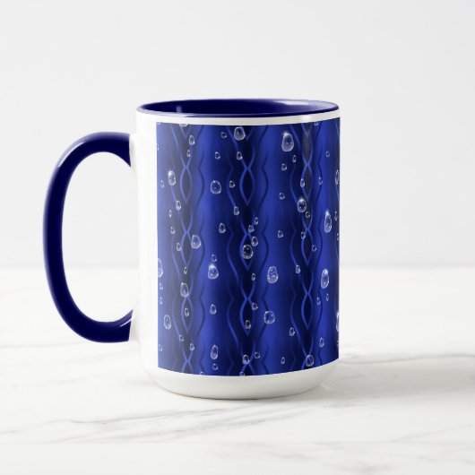 Raindrops op blauw metaal mok (Links)