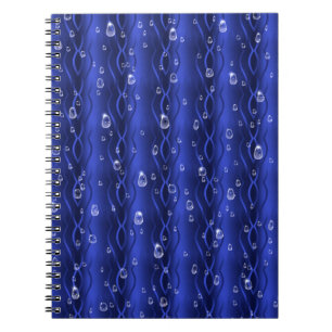 Raindrops op blauw metaal notitieboek