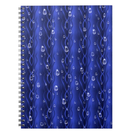 Raindrops op blauw metaal notitieboek (Voorkant)