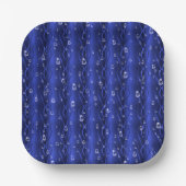 Raindrops op blauw metaal papieren bordje (Voorkant)