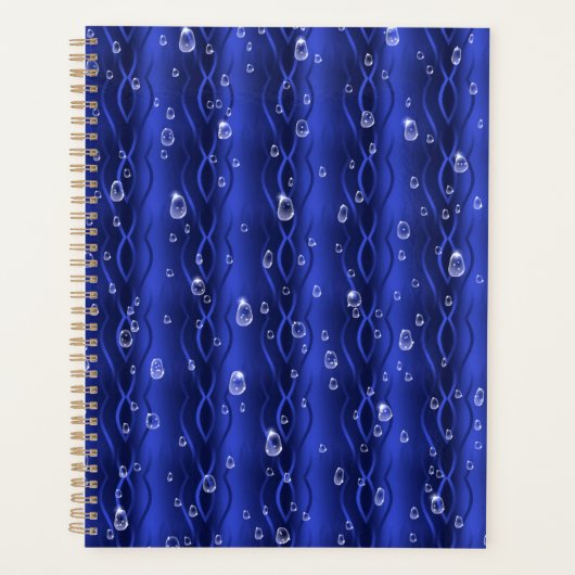 Raindrops op blauw metaal planner (Voorkant)