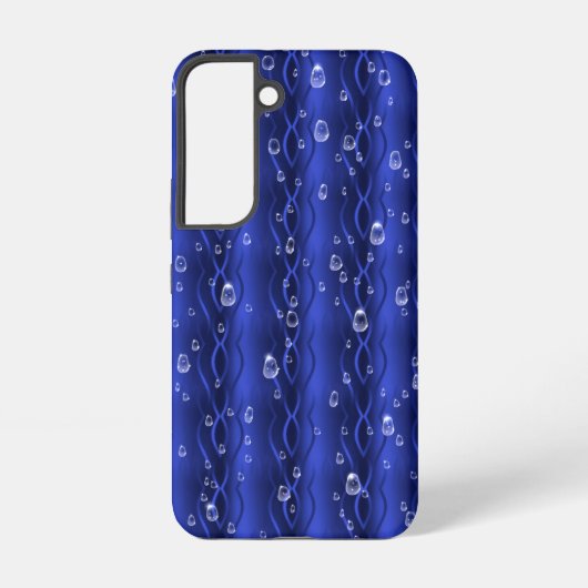 Raindrops op blauw metaal samsung galaxy hoesje (Achterkant)