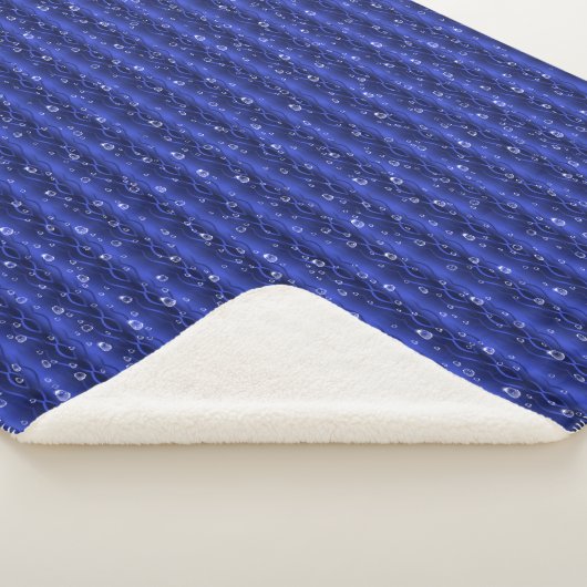 Raindrops op blauw metaal sherpa deken (3/4)