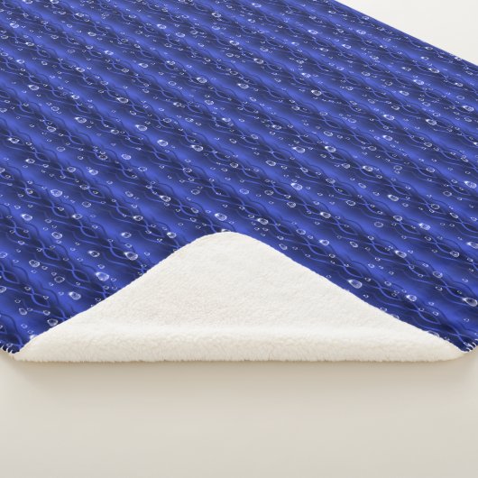 Raindrops op blauw metaal sherpa deken (3/4)