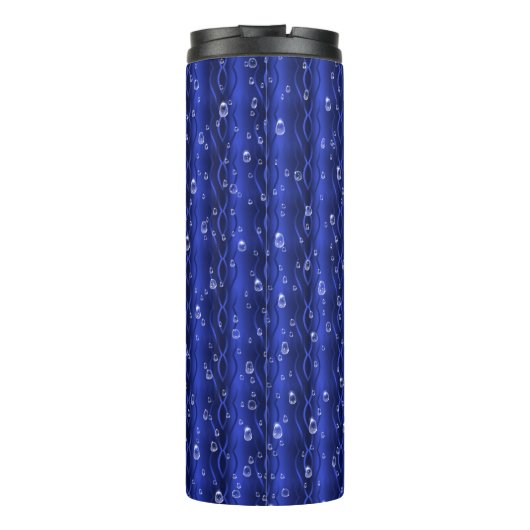 Raindrops op blauw metaal thermosbeker (Achterkant)
