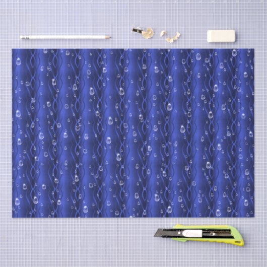 Raindrops op blauw metaal tissuepapier (Craft)