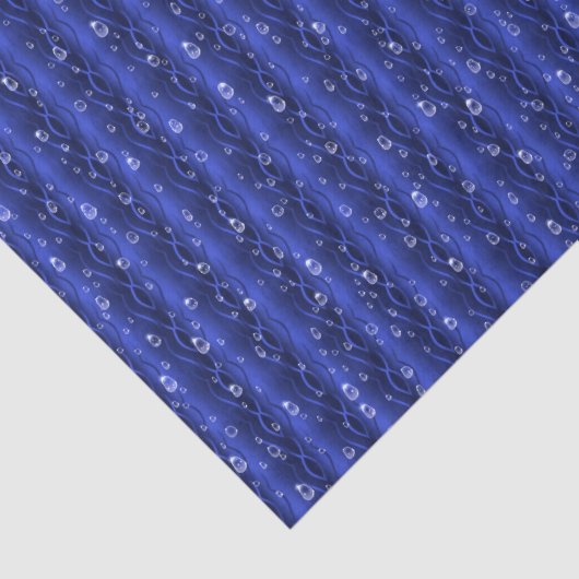 Raindrops op blauw metaal tissuepapier (Detail)
