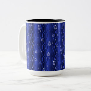 Raindrops op blauw metaal tweekleurige koffiemok