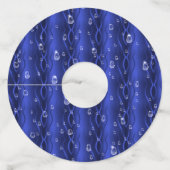 Raindrops op blauw metaal wijnglaslabel (Voorkant)