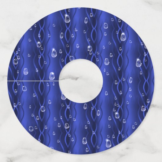 Raindrops op blauw metaal wijnglaslabel (Achterkant)