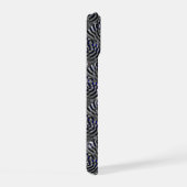 Raindrops op blauwe grijze metalen iPhone 15 case (Rechterkant)