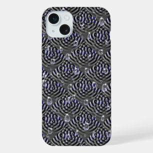 Raindrops op blauwe grijze metalen iPhone 15 plus case