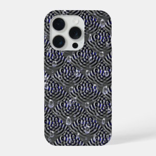 Raindrops op blauwe grijze metalen iPhone 15 pro case