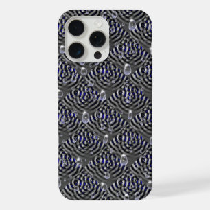 Raindrops op blauwe grijze metalen iPhone 15 pro max case