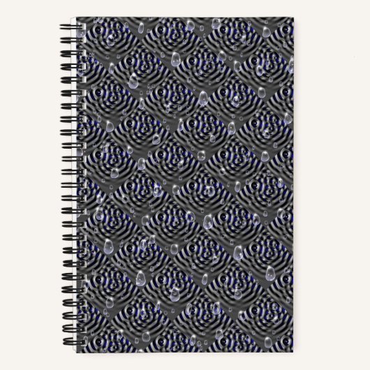 Raindrops op blauwe grijze metalen notitieboek (Voorkant)