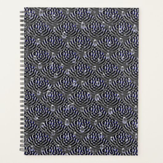 Raindrops op blauwe grijze metalen planner (Voorkant)