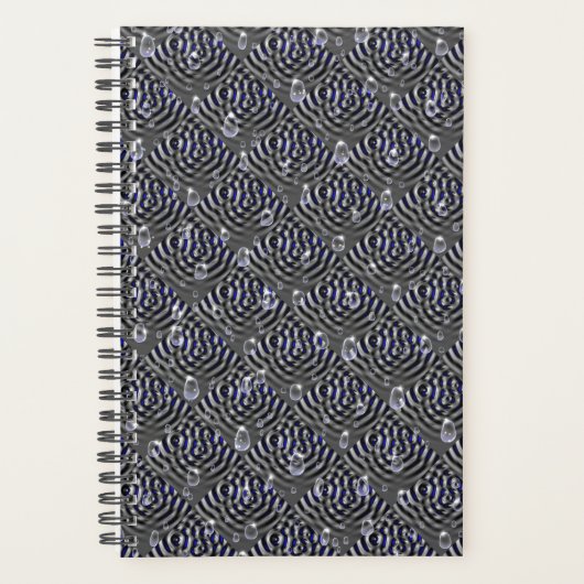 Raindrops op blauwe grijze metalen planner (Voorkant)