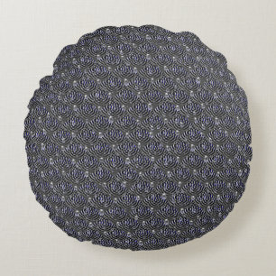 Raindrops op blauwe grijze metalen rond kussen
