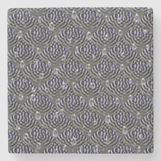 Raindrops op blauwe grijze metalen stenen onderzetter (Voorkant)