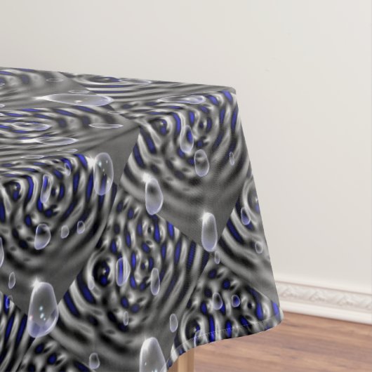 Raindrops op blauwe grijze metalen tafelkleed (Voorbeeld)