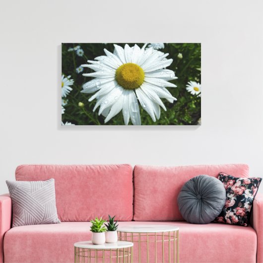 Raindrops op Daisy II Wilde Floral Canvas Afdruk (Insitu (Woonkamer))