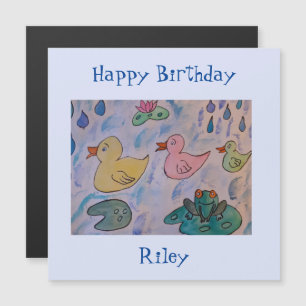 Raindrops op de Ducklings Magnetic Birthday Card