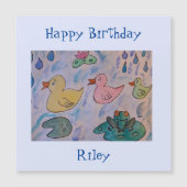 Raindrops op de Ducklings Magnetic Birthday Card (Voorkant)