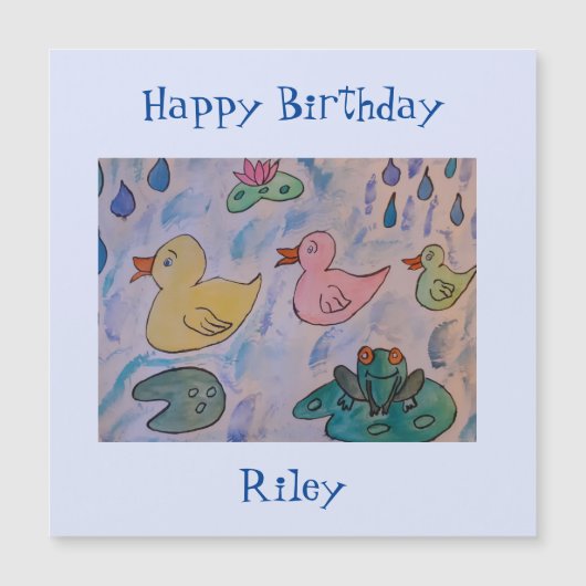 Raindrops op de Ducklings Magnetic Birthday Card (Voorkant)