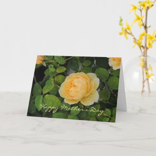 Raindrops op de Kaart van de Gele Rose Moederdag (Gele Bloem)