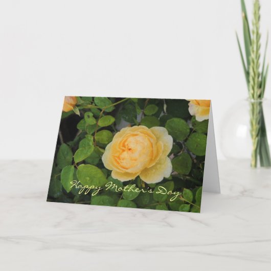 Raindrops op de Kaart van de Gele Rose Moederdag (Voorkant)