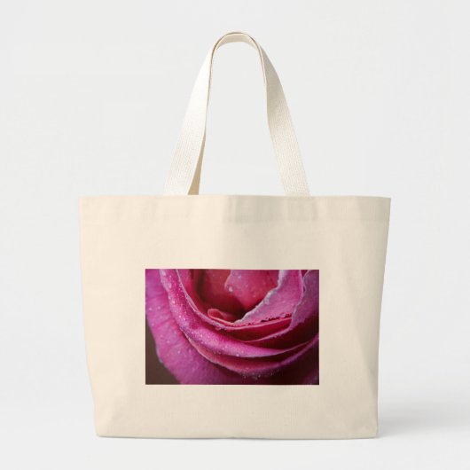 Raindrops op een roze roze roos grote tote bag (Voorkant)