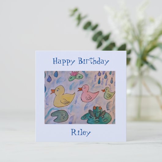 Raindrops op een vleeskaartje kaart (Staand voorkant)