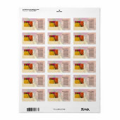 Raindrops op geel Sinaasappel en roze rozen Etiket (Full Sheet)