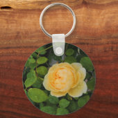Raindrops op Gele Rose Sleutelhanger (Voorkant)