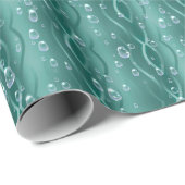 Raindrops op groen metaal cadeaupapier (Rol Hoek)