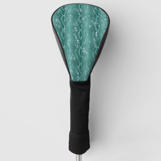 Raindrops op groen metaal golfheadcover (Voorkant)