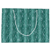 Raindrops op groen metaal groot cadeauzakje (Achterkant)