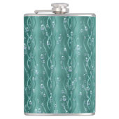 Raindrops op groen metaal heupfles (Voorkant)