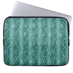 Raindrops op groen metaal laptop sleeve