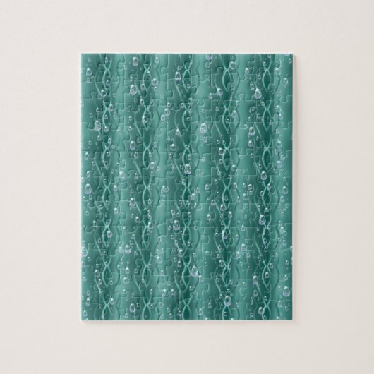 Raindrops op groen metaal legpuzzel (Verticaal)