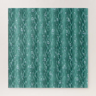 Raindrops op groen metaal legpuzzel