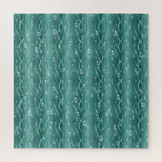 Raindrops op groen metaal legpuzzel (Verticaal)