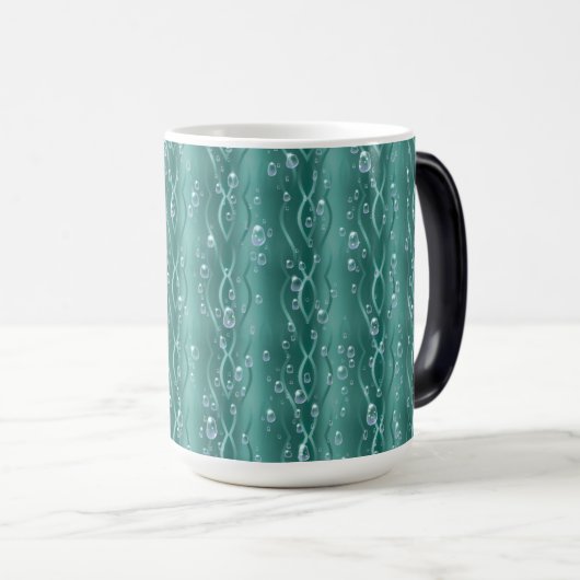 Raindrops op groen metaal magische mok (Voorkant rechts)